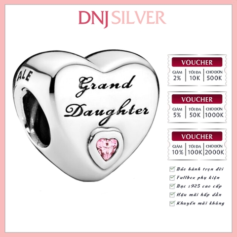 [Chính hãng] Charm bạc 925 cao cấp - Charm Grand daughter Heart thích hợp để mix vòng tay charm bạc cao cấp - DN461