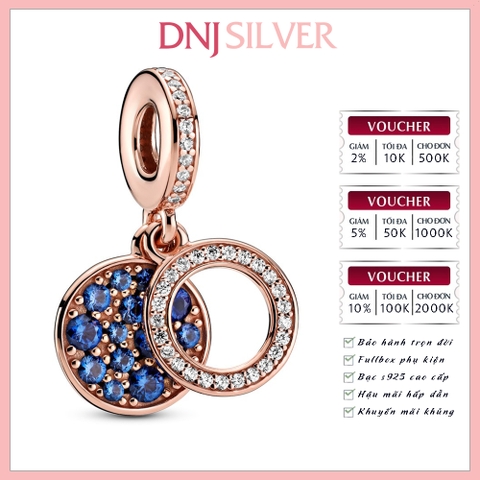 [Chính hãng] Charm bạc 925 cao cấp - Charm Sparkling Blue Disc Double Dangle thích hợp để mix vòng tay charm bạc cao cấp - DN222