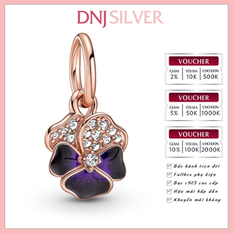 [Chính hãng] Charm bạc 925 cao cấp - Charm Deep Purple Pansy Flower Dangle thích hợp để mix vòng tay charm bạc cao cấp - DN004