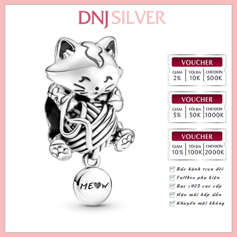 [Chính hãng] Charm bạc 925 cao cấp - Charm Kitten & Yarn Ball thích hợp để mix vòng tay charm bạc cao cấp - DN076