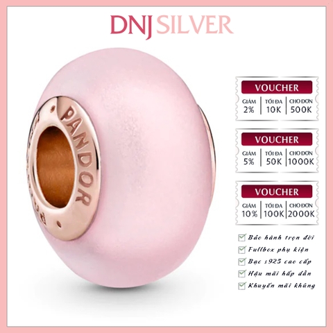 [Chính hãng] Charm bạc 925 cao cấp - Charm Matte Pink Murano Glass thích hợp để mix vòng tay charm bạc cao cấp - DN515