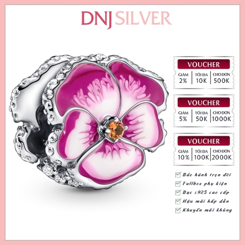 [Chính hãng] Charm bạc 925 cao cấp - Charm Pink Pansy Flowerr thích hợp để mix vòng tay charm bạc cao cấp - DN056