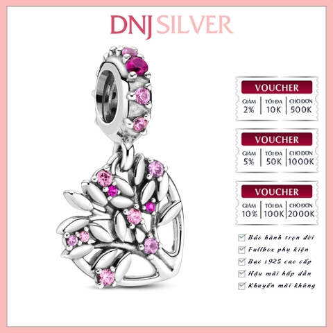 [Chính hãng] Charm bạc 925 cao cấp - Charm Pink Heart Family Tree Dangle thích hợp để mix vòng tay charm bạc cao cấp - DN006