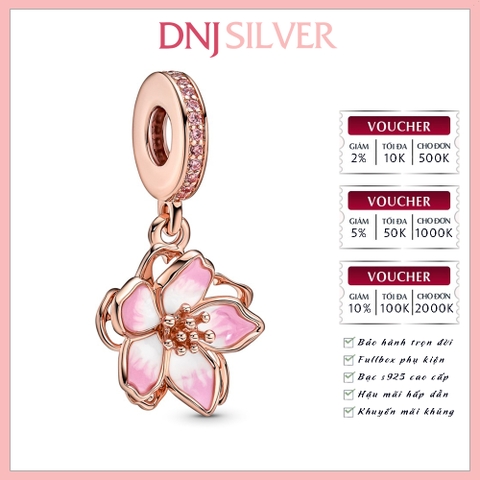 [Chính hãng] Charm bạc 925 cao cấp - Charm Cherry Blossom Dangle thích hợp để mix vòng tay charm bạc cao cấp - DN041