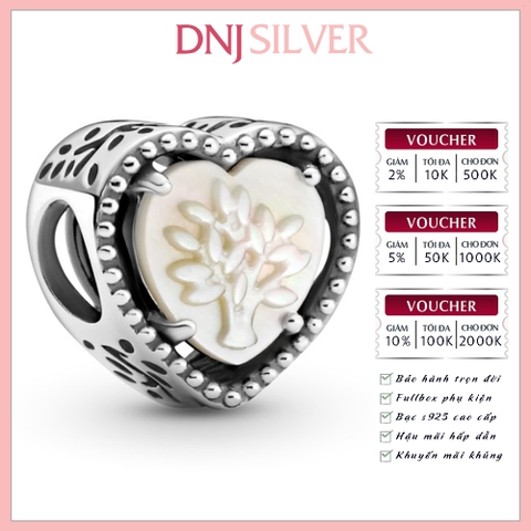 [Chính hãng] Charm bạc 925 cao cấp - Charm Openwork Heart & Family Tree thích hợp để mix vòng tay charm bạc cao cấp - DN068