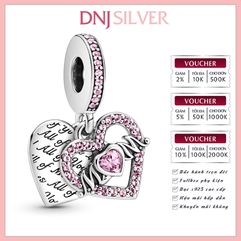 [Chính hãng] Charm bạc 925 cao cấp - Charm Heart & Mum Dangle thích hợp để mix vòng tay charm bạc cao cấp - DN018
