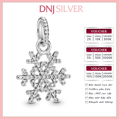 [Chính hãng] Charm bạc 925 cao cấp - Charm Snowflake thích hợp để mix vòng tay charm bạc cao cấp - DN382