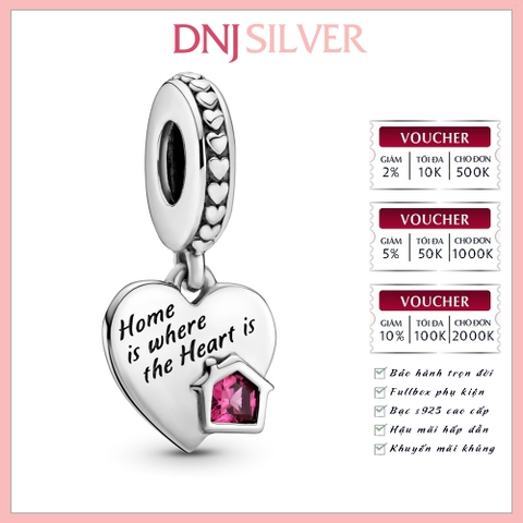 [Chính hãng] Charm bạc 925 cao cấp - Charm Love My Home Heart Dangle thích hợp để mix vòng tay charm bạc cao cấp - DN156