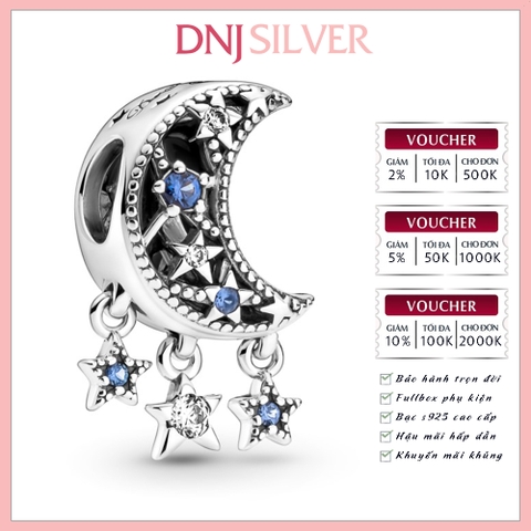 [Chính hãng] Charm bạc 925 cao cấp - Charm Star & Crescent Moon thích hợp để mix vòng tay charm bạc cao cấp - DN019