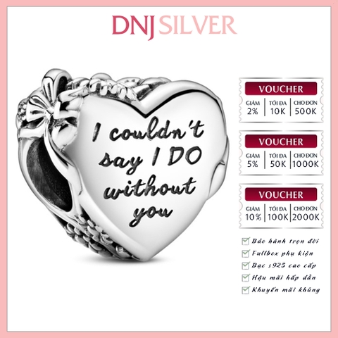 [Chính hãng] Charm bạc 925 cao cấp - Charm Heart thích hợp để mix vòng tay charm bạc cao cấp - DN166