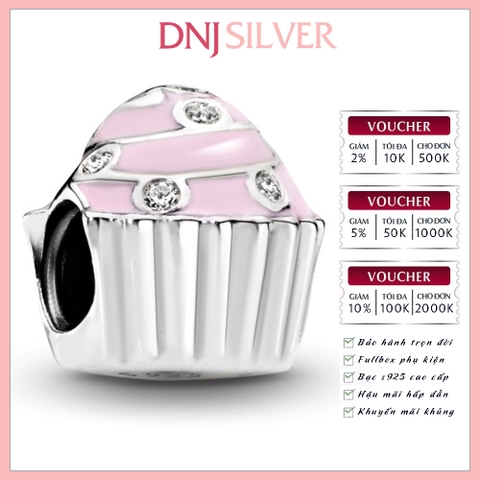 [Chính hãng] Charm bạc 925 cao cấp - Charm Pink Cupcake thích hợp để mix vòng tay charm bạc cao cấp - DN202