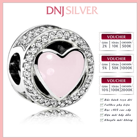 [Chính hãng] Charm bạc 925 cao cấp - Charm Pink Heart Pavé Halo thích hợp để mix vòng tay charm bạc cao cấp - DN437