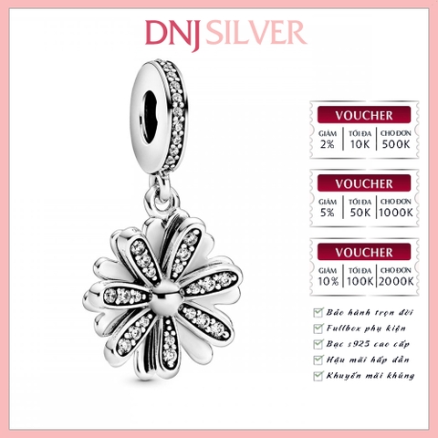 [Chính hãng] Charm bạc 925 cao cấp - Sparkling Daisy Flower Dangle Charm  thích hợp để mix vòng tay charm bạc cao cấp - DN036