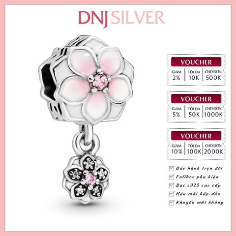 [Chính hãng] Charm bạc 925 cao cấp - Charm Dangling Pink Magnolia Flower thích hợp để mix vòng tay charm bạc cao cấp - DN331