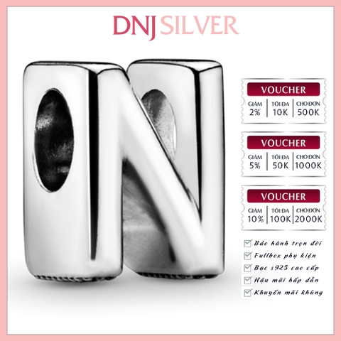 [Chính hãng] Charm bạc 925 cao cấp - Charm Letter N Alphabet thích hợp để mix vòng tay charm bạc cao cấp - DN264