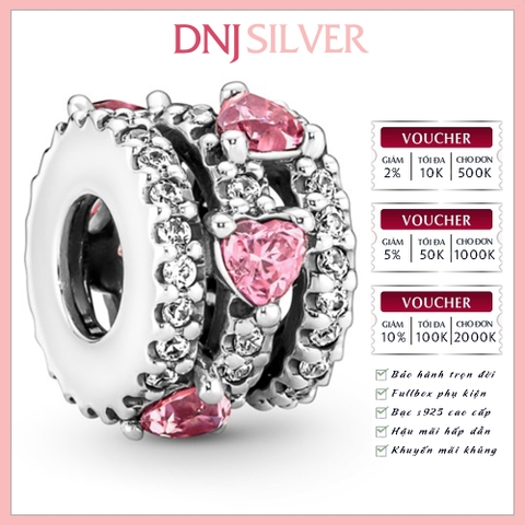 [Chính hãng] Charm bạc 925 cao cấp - Charm Sparkling Triple Halo Hearts thích hợp để mix vòng tay charm bạc cao cấp - DN100