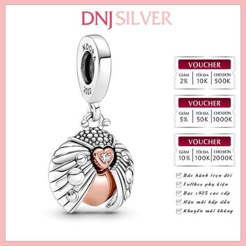 [Chính hãng] Charm bạc 925 cao cấp - Charm Club 2022 Ladybird & Heart Dangle thích hợp để mix vòng tay charm bạc cao cấp - DN009