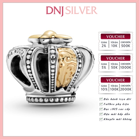 [Chính hãng] Charm bạc 925 cao cấp - Charm Two-tone Regal Crown thích hợp để mix vòng tay charm bạc cao cấp - DN159
