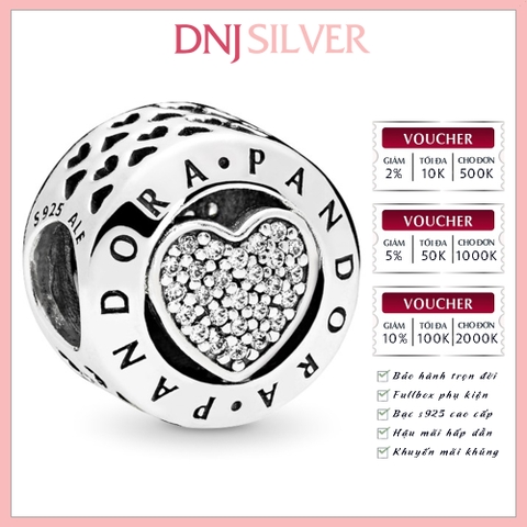 [Chính hãng] Charm bạc 925 cao cấp - Charm Signature Heart thích hợp để mix vòng tay charm bạc cao cấp - DN055