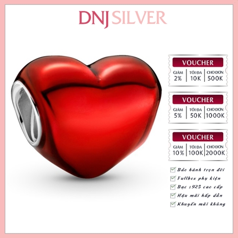 [Chính hãng] Charm bạc 925 cao cấp - Charm Metallic Red Heart thích hợp để mix vòng tay charm bạc cao cấp - DN126