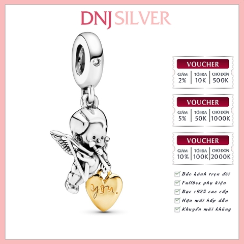 [Chính hãng] Charm bạc 925 cao cấp - Charm Cupid & You Heart Dangle thích hợp để mix vòng tay charm bạc cao cấp - DN191