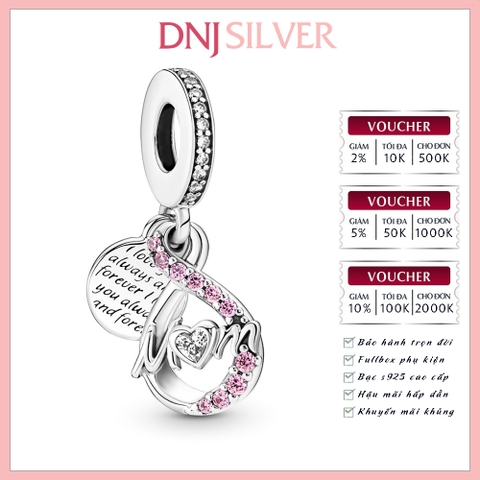 [Chính hãng] Charm bạc 925 cao cấp - Charm Mum Infinity Pavé Double Dangle thích hợp để mix vòng tay charm bạc cao cấp - DN069