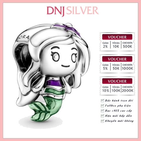 [Chính hãng] Charm bạc 925 cao cấp - Charm Disney The Little Mermaid Ariel thích hợp để mix vòng tay charm bạc cao cấp - DN072