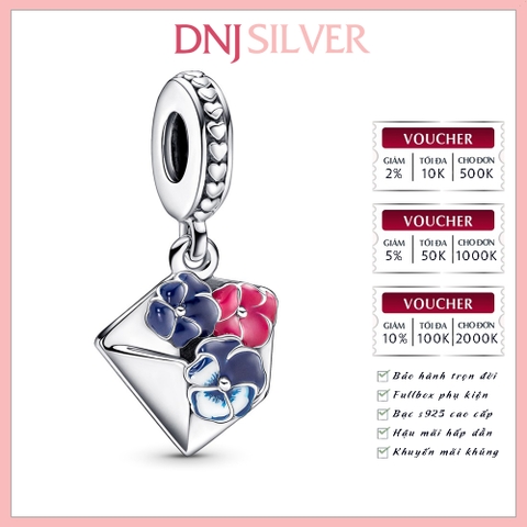 [Chính hãng] Charm bạc 925 cao cấp - Charm Pansy Flower Envelope Dangle thích hợp để mix vòng tay charm bạc cao cấp - DN008