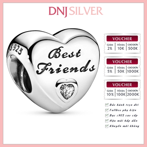 [Chính hãng] Charm bạc 925 cao cấp - Charm Best Friends Heart thích hợp để mix vòng tay charm bạc cao cấp - DN420