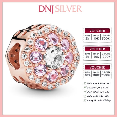 [Chính hãng] Charm bạc 925 cao cấp - Charm Pink Sparkle Flower thích hợp để mix vòng tay charm bạc cao cấp - DN189
