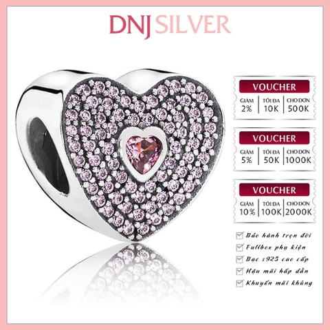 [Chính hãng] Charm bạc 925 cao cấp - Charm Pink Sweet Heart thích hợp để mix vòng tay charm bạc cao cấp - DN442