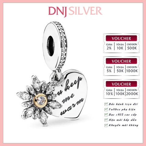 [Chính hãng] Charm bạc 925 cao cấp - Charm Snowflake Heart Dangle thích hợp để mix vòng tay charm bạc cao cấp - DN368