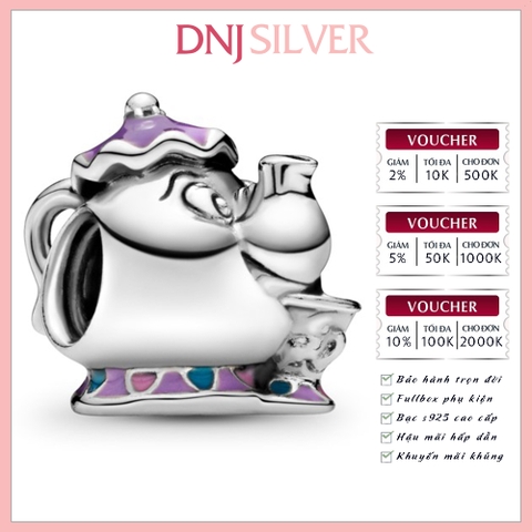 [Chính hãng] Charm bạc 925 cao cấp - Charm Disney, Mrs. Potts & Chip Beauty and the Beast thích hợp để mix vòng tay charm bạc cao cấp - DN227