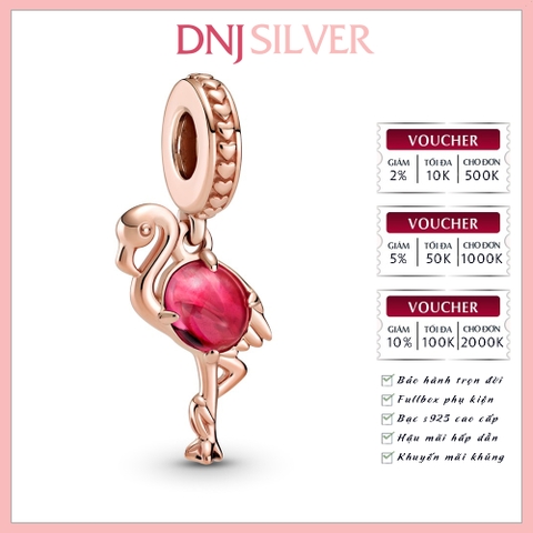 [Chính hãng] Charm bạc 925 cao cấp - Charm Pink Murano Glass Flamingo Dangle thích hợp để mix vòng tay charm bạc cao cấp - DN077