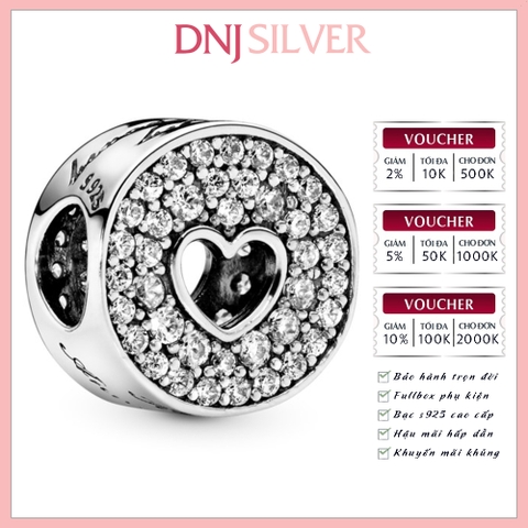 [Chính hãng] Charm bạc 925 cao cấp - Charm Pavé & Heart Anniversary thích hợp để mix vòng tay charm bạc cao cấp - DN064