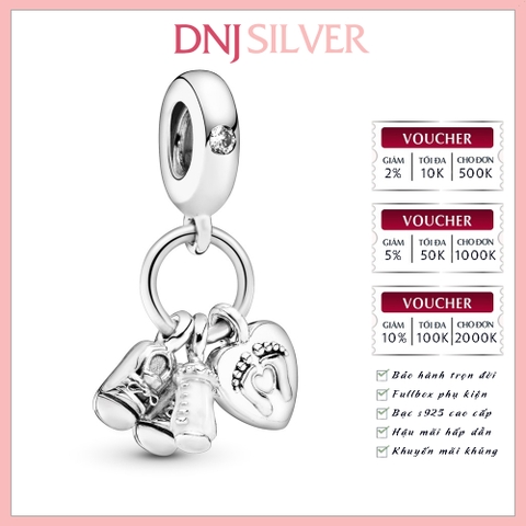 [Chính hãng] Charm bạc 925 cao cấp - Charm  Baby Bottle & Shoes Dangle thích hợp để mix vòng tay charm bạc cao cấp - DN185