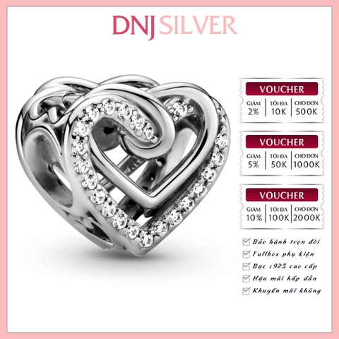 [Chính hãng] Charm bạc 925 cao cấp - Charm Sparkling Entwined Hearts thích hợp để mix vòng tay charm bạc cao cấp - DN272