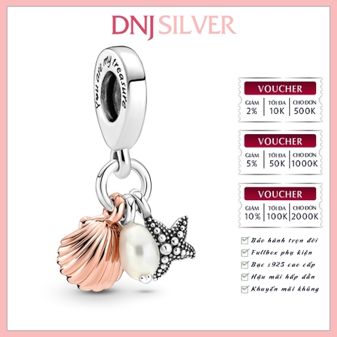 [Chính hãng] Charm bạc 925 cao cấp - Charm Freshwater Cultured Pearl, Starfish & Shell Triple Dangle thích hợp để mix vòng tay charm bạc cao cấp - DN105