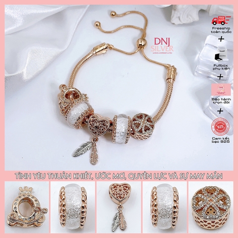 Vòng tay charm bạc 925 cao cấp - Bộ Vòng charm Tình yêu thuần khiết, ước mơ và quyền lực - Vòng tay dành cho nam và nữ