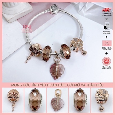 Vòng tay charm bạc 925 cao cấp - Bộ Vòng charm Mong ước tình yêu hoàn hảo, thấu hiểu - Vòng tay dành cho nam và nữ