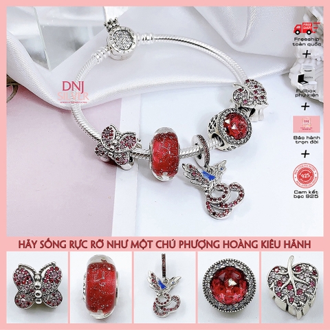 Vòng tay charm bạc 925 cao cấp - Bộ Vòng charm Phượng Hoàng rực rỡ và kiêu hãnh - Vòng tay dành cho nam và nữ