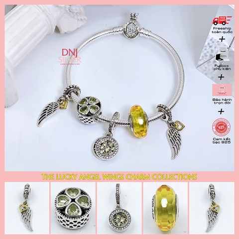 Vòng tay charm bạc 925 cao cấp - Bộ Vòng charm The Lucky Angel Wings Charm Collections - Vòng tay dành cho nam và nữ