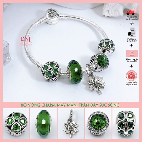 Vòng tay charm bạc 925 cao cấp - Bộ Vòng Charm May Mắn, Tràn Đầy Sức Sống - Vòng tay dành cho nam và nữ