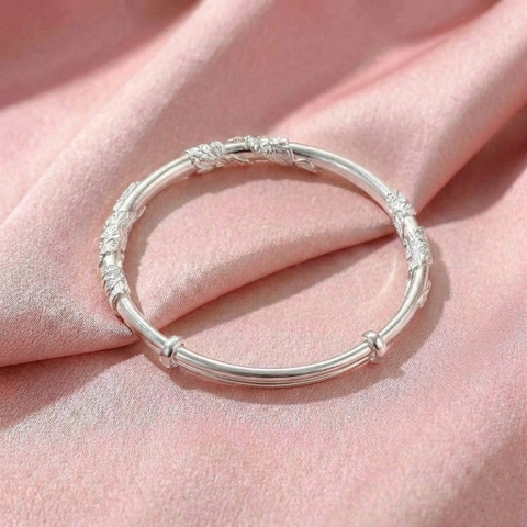 Vòng Tay Bạc Hoa Hồ Điệp - Vòng Đặc Bạc Nguyên Chất - VTBHHD0011