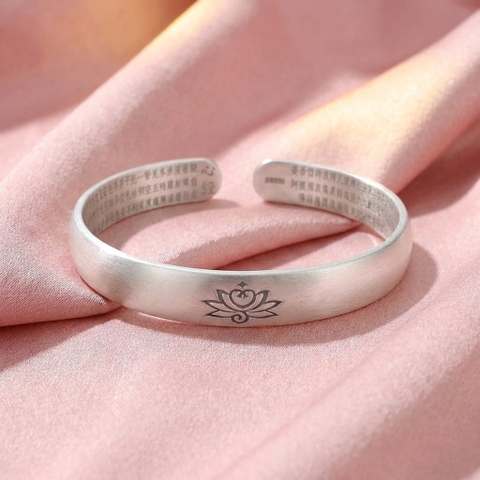 Vòng Tay Bạc Kiềng Hoa Sen - Vòng Đặc Bạc Nguyên Chất - VTBKHSD0029