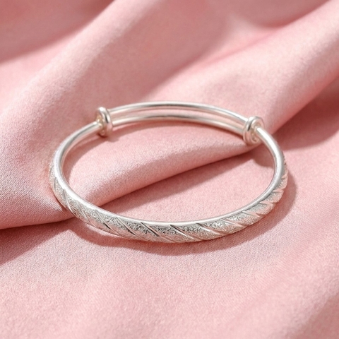 Vòng Tay Bạc Xoắn Freesize - Vòng Đặc Bạc Nguyên Chất - VTBXFS0047