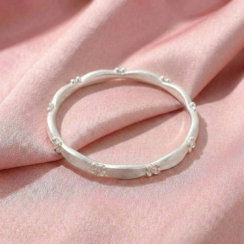 Vòng Tay Bạc Hoa Tinh Khôi - Vòng Đặc Bạc Nguyên Chất - VTBHTK0009