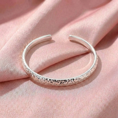 Vòng Tay Bạc Kiềng Cứng Nhám - Vòng Đặc Bạc Nguyên Chất - VTBKCN0036