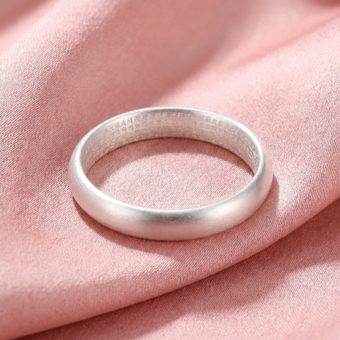 Vòng Tay Bạc Khắc Bát Nhã Tâm Kinh - Vòng Đặc Bạc Nguyên Chất - VTBNTK0001