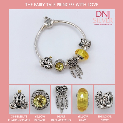 Vòng tay bạc S925, vòng tay charm thời trang phong thủy, The Fairy Tale Princess With Love - Mã DS0037